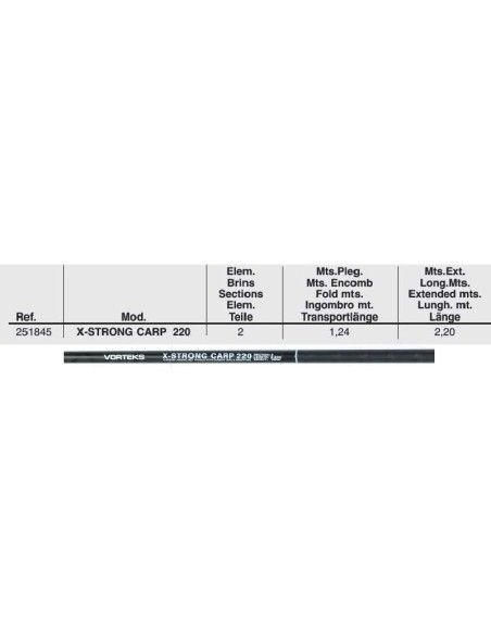 MANICO GUADINO VORTEKS X-STRONG CARP 220 M.