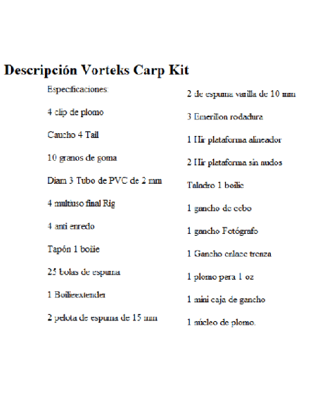 VORTEKS CARP KIT INITIATION
