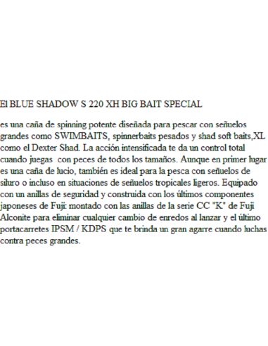 ILLEX ANGELRUTE BLUE SHADOW S 220 XH BIG BAIT SPECIAL 