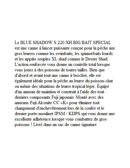 ILLEX ANGELRUTE BLUE SHADOW S 220 XH BIG BAIT SPECIAL 