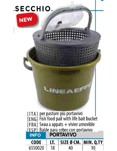 LINEAEFFE FISH FOOD PAIL WITH LIFE BAIT BUCKET