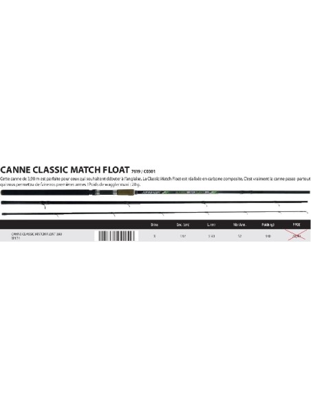 SENSAS CANA INGLESA CLASSIC MATCH FLOAT 390