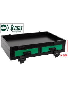 SENSAS BLACK CASIER , 2 TIROIRS FRONTAUX ALU VERT 