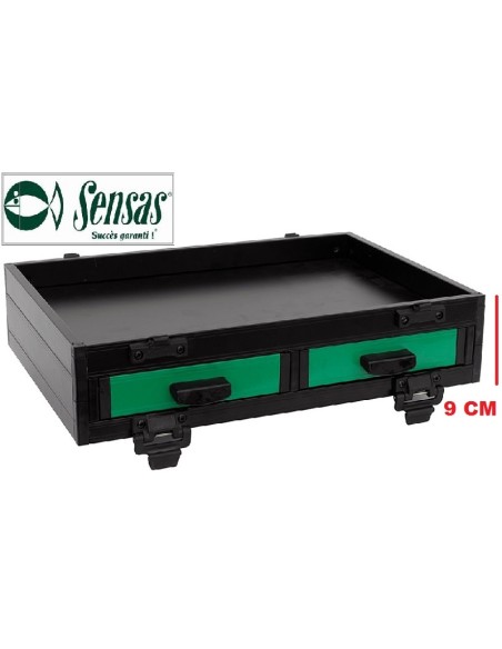 SENSAS BLACK CASIER , 2 TIROIRS FRONTAUX ALU VERT 