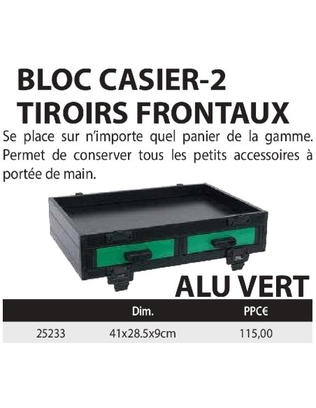 SENSAS CALAIX NEGRE , 2 CALAIXOS corredissos DEVANTERS ALU VERD