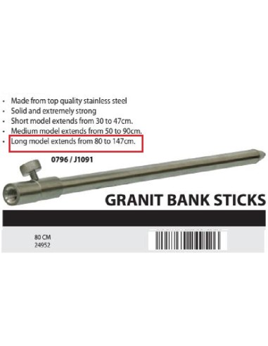 STARBAITS GRANIT BANK STICK 80 CM. PIQUETAS ACERO INOXIDABLE