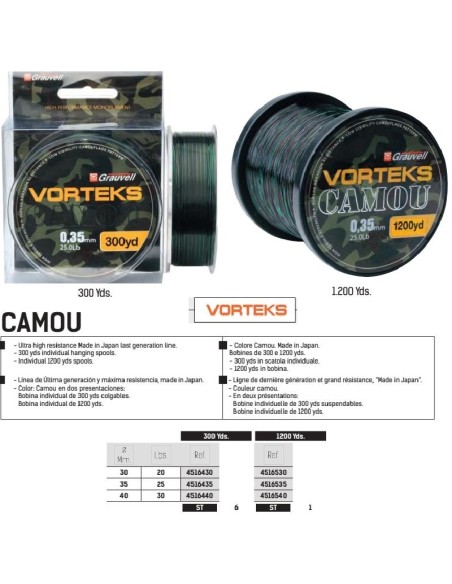 VORTEKS CARP NYLON CAMOU PACK 600M. 0.35 M/M