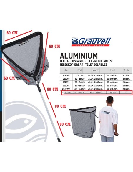 LANDING NET TELERREGULABLE T3-2406 (80CM X 3) (60X60X60)