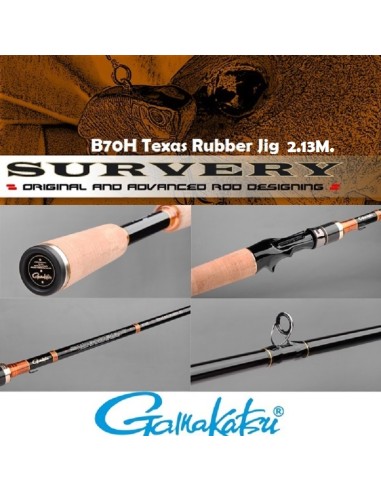 CANNE CASTING SPRO GAMAKATSU SURVERY B70H TEXAS RUBBER JIG 2.13M