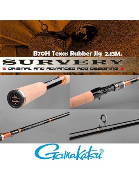 CAÑA CASTING SPRO GAMAKATSU SURVERY B70H TEXAS RUBBER JIG 2.13M