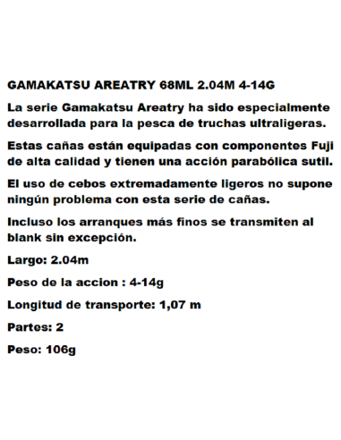 CAÑA LANCE ULTRALIGHT SPRO GAMAKATSU AREATRY 68ML , 2.04M.