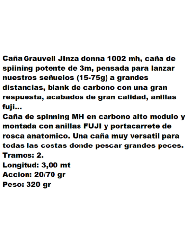GRAUVELL JINZA CAÑA SPINNING  DONNA 1002 MH, 3.00M. 