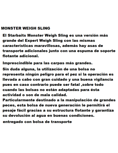 STARBAITS Sac de Pesée Flottant Monster Weight Sling