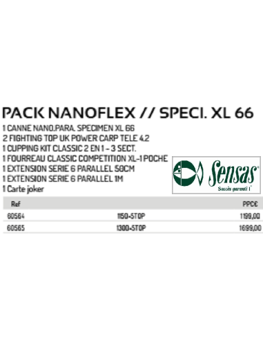 CANNE ROUBAISIENNE PACK UK SENSAS NANOFLEX PARALLEL SPECIMEN XL 66 