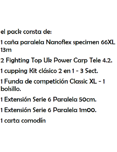 CAÑA ENCHUFABLE PACK UK SENSAS NANOFLEX PARALLEL SPECIMEN XL 66 