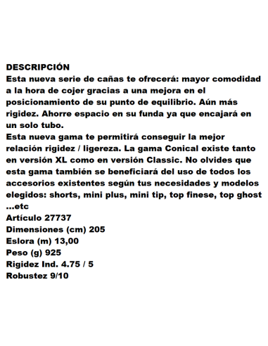 SENSAS CANYA ENCHUFABLE NANOFLEX CONICAL 86 XL 13M. 