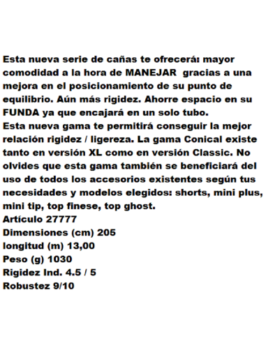 SENSAS CANYA ENCHUFABLE NANOFLEX CONICAL 76 XL SW , 13M.