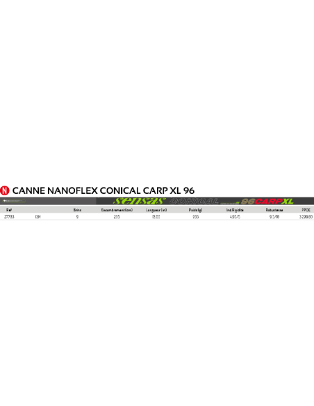 SENSAS CANA ENCHUFABLE NANOFLEX CONICAL CARP XL 96 , 13M.