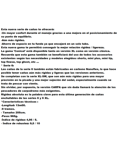 SENSAS CANNE ROUBAISIENNE NANOFLEX CONICAL CARP XL 96 , 13M.