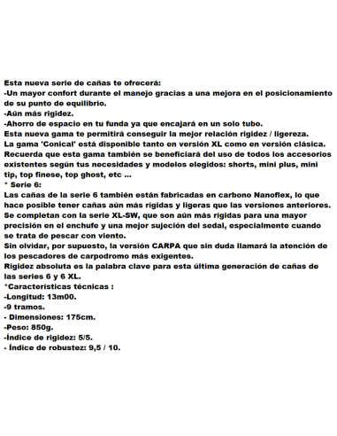 SENSAS POLE ROD NANOFLEX CONICAL 896 SW , 13M.