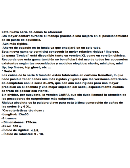 SENSAS CANNA ROUBAISIENNE NANOFLEX CONICAL 876 SW , 13M