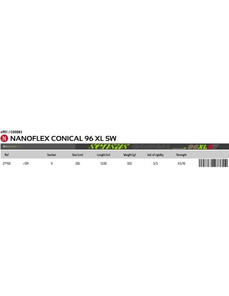 SENSAS KOPFRUTE NANOFLEX CONICAL 96 XL SW , 13M.