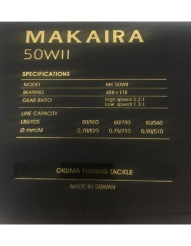 OKUMA CARRET DE CURRICAN MAKAIRA 50 W II
