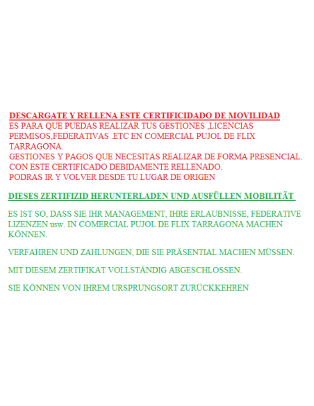 certificat de mobilitat autoresponsable , descarregable