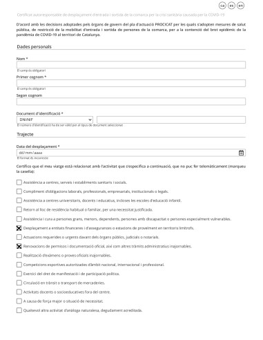certificat de mobilitat autoresponsable , descarregable