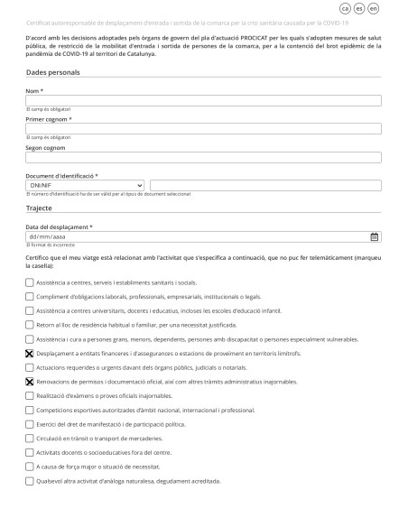 certificat de mobilitat autoresponsable , descarregable