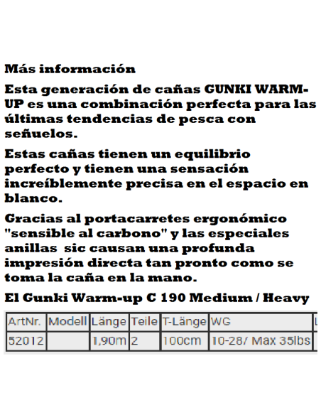 GUNKI CANYA CASTING WARM-UP C 190 MH