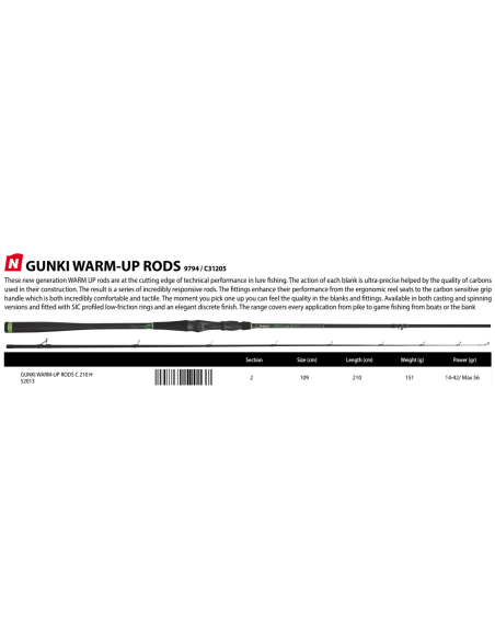 GUNKI CASTING ROD WARM-UP C 210 H