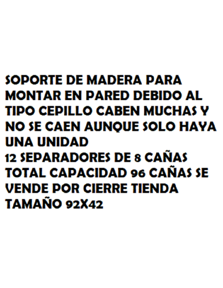 MOSTRADOR DE PAREDE DE MADEIRA PARA 96 CANAS DE PESCA