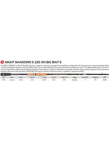 ILLEX CANNA SPINNING NIGHT SHADOWS S 220 XH BIG BAIT SPECIAL