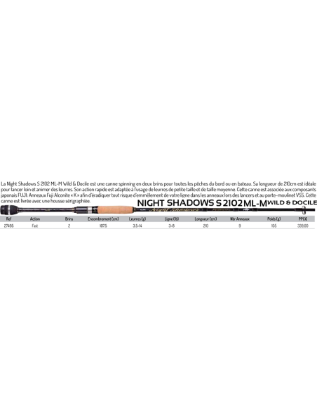 ILLEX SPINNING ROD NIGHT SHADOWS S 2102 ML-M WILD & DOCILE