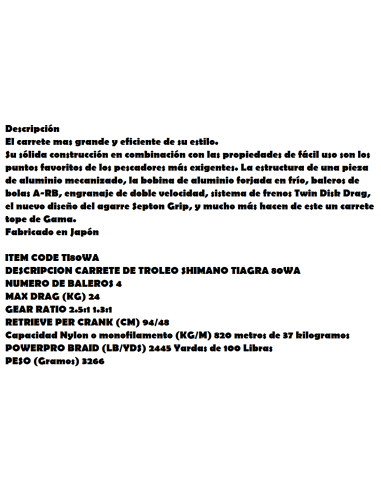 TROLLING REEL SHIMANO TIAGRA 80WA