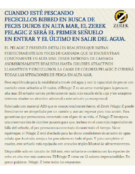 ZEREK MINNOW BWCL PELAGIC Z ESQUER 14 CM. 50 GR.