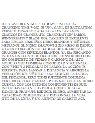 ILLEX CANYA CASTING NIGHT SHADOW B 220 MH FG CRANKING TIME