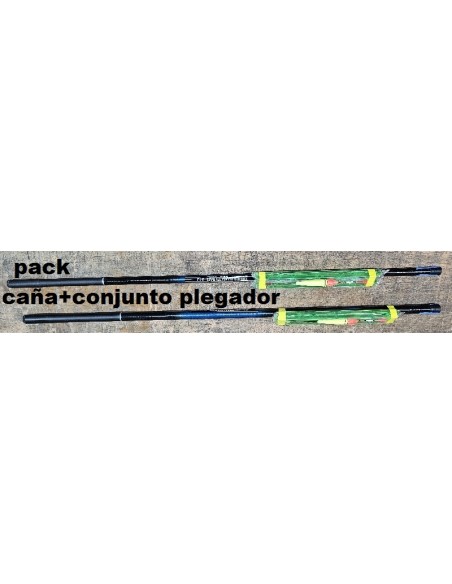 cana telescópica, cabelo de baleia + conjunto plegador