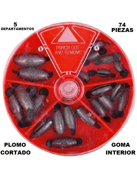 SCATOLA PIOMBI TAGLIATI CON GOMMA 5 REPARTI