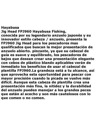 hayabusa cabeza jig head fpj960 bm