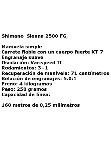 SHIMANO SIENNA FG 2500