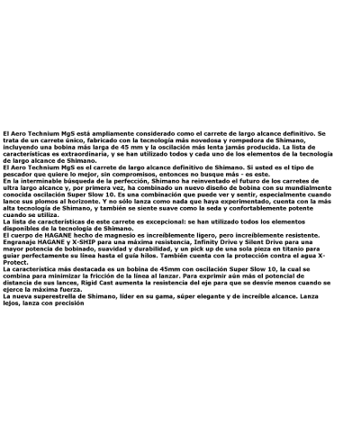 SHIMANO AERO TECHNIUM MGD XSD