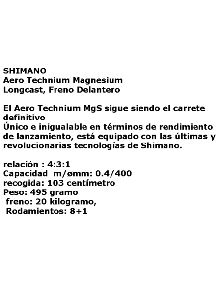 SHIMANO AERO TECHNIUM MGD XSD