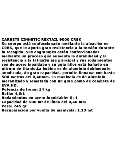 CINNETIC MULINELLO REXTAIL 9000 CRBK