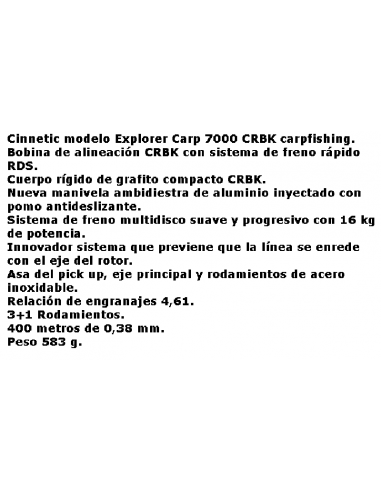 CINNETIC CARRET EXPLORER CARP 7000 CRBK