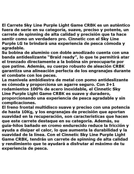 CINNETIC REEL SKY LINE PURPLE LG 4000