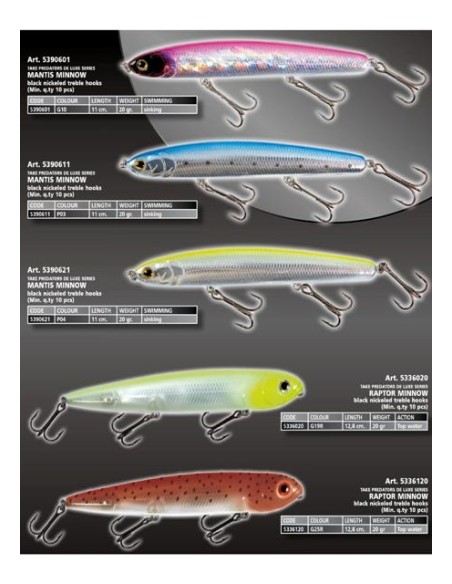 10 Mākslīgais lures, asorti degustācija