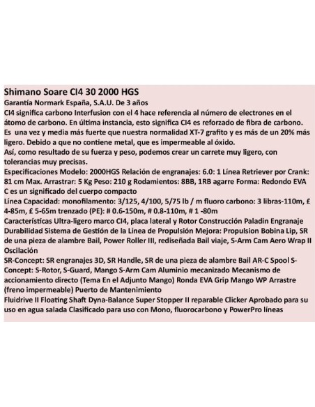 Shimano Soare CI4 30 2000 HGS