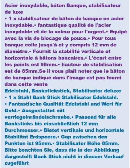 Stainless Steel Bankstick Stabilizer deluxe